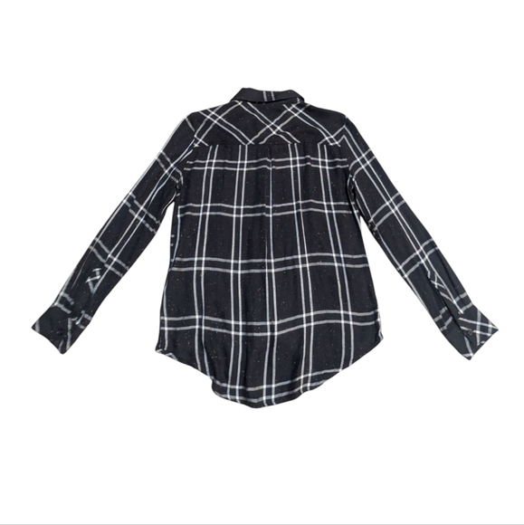 New Rails Hunter Plaid Rainbow Speckled Black White Flannel Button Up Shirt XS - Picture 2 of 10